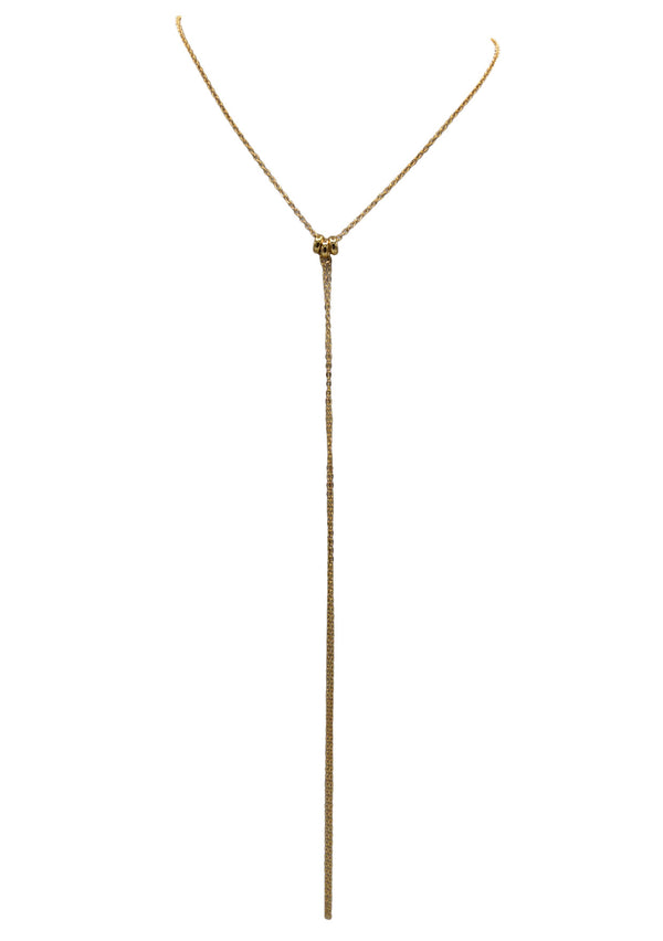 Gold Accent Long Drop Chain Necklace
