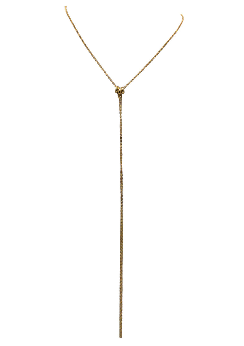 Gold Accent Long Drop Chain Necklace