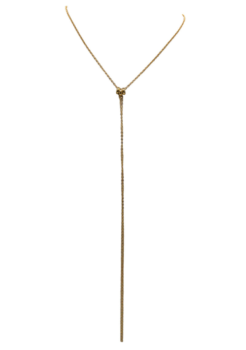 Gold Accent Long Drop Chain Necklace