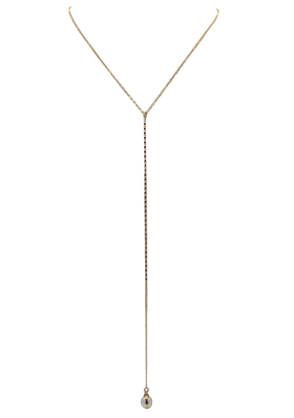 Pearl in Gold Foil Long Drop Chain Necklace