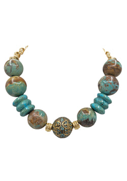 Natural Turquoise Ethnic Accent Necklace