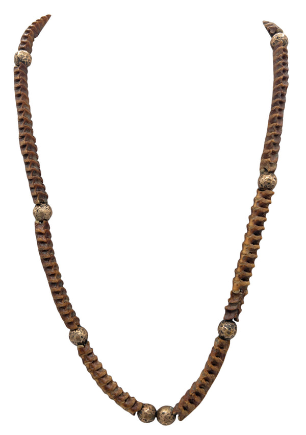 Snake Vertebrae and Bronze Long Necklace