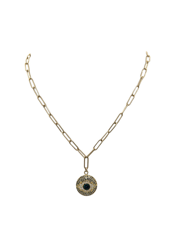 Diamond Illusion Eye Pendant Necklace