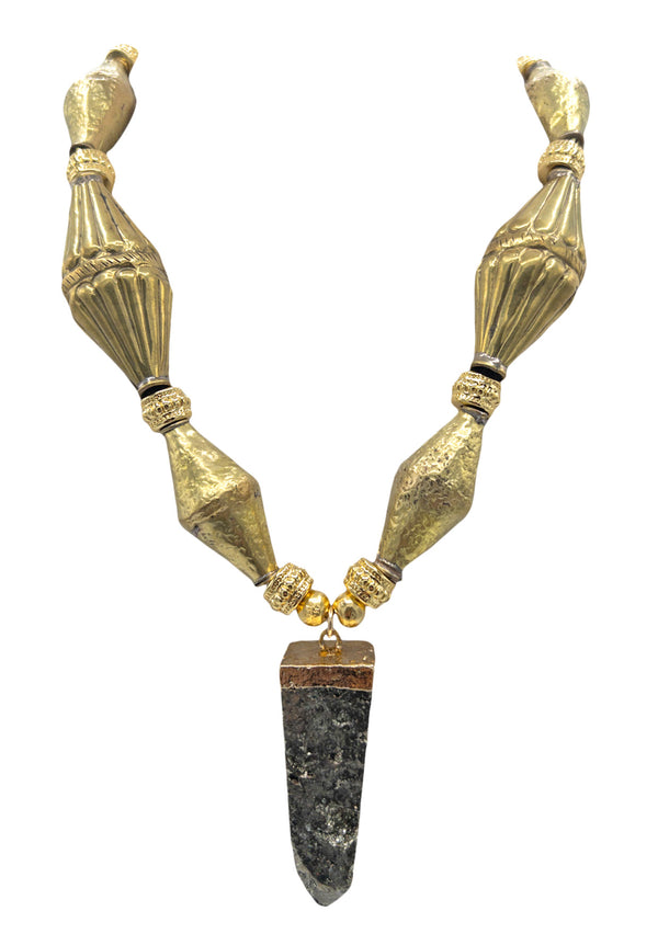 Gold Hematite in Gold Foil Pendant Necklace