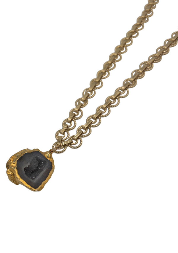 Geode Drusy in Gold Foil Pendant Necklace