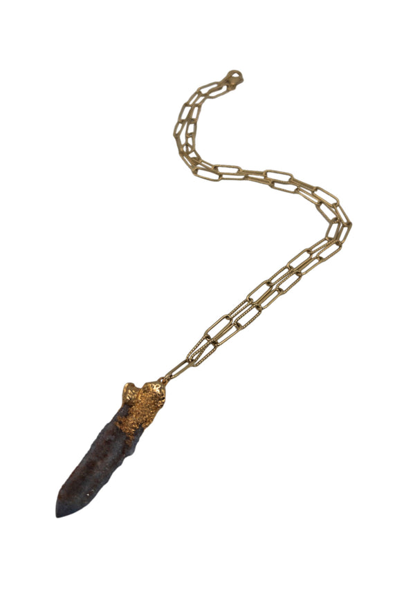 Drusy Spike in Gold Foil Pendant Necklace