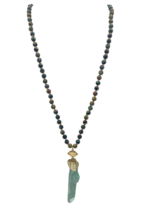 Chrysocolla  Fluorite Pendant Necklace