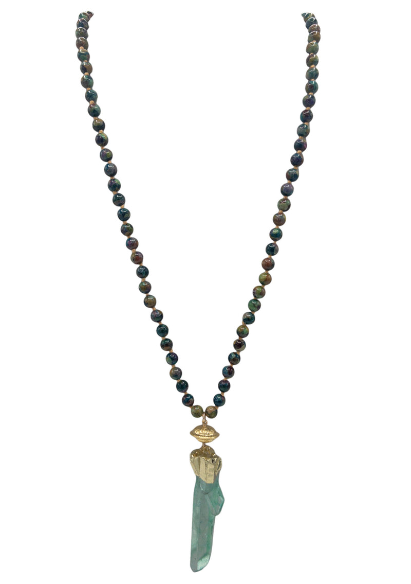 Chrysocolla  Fluorite Pendant Necklace