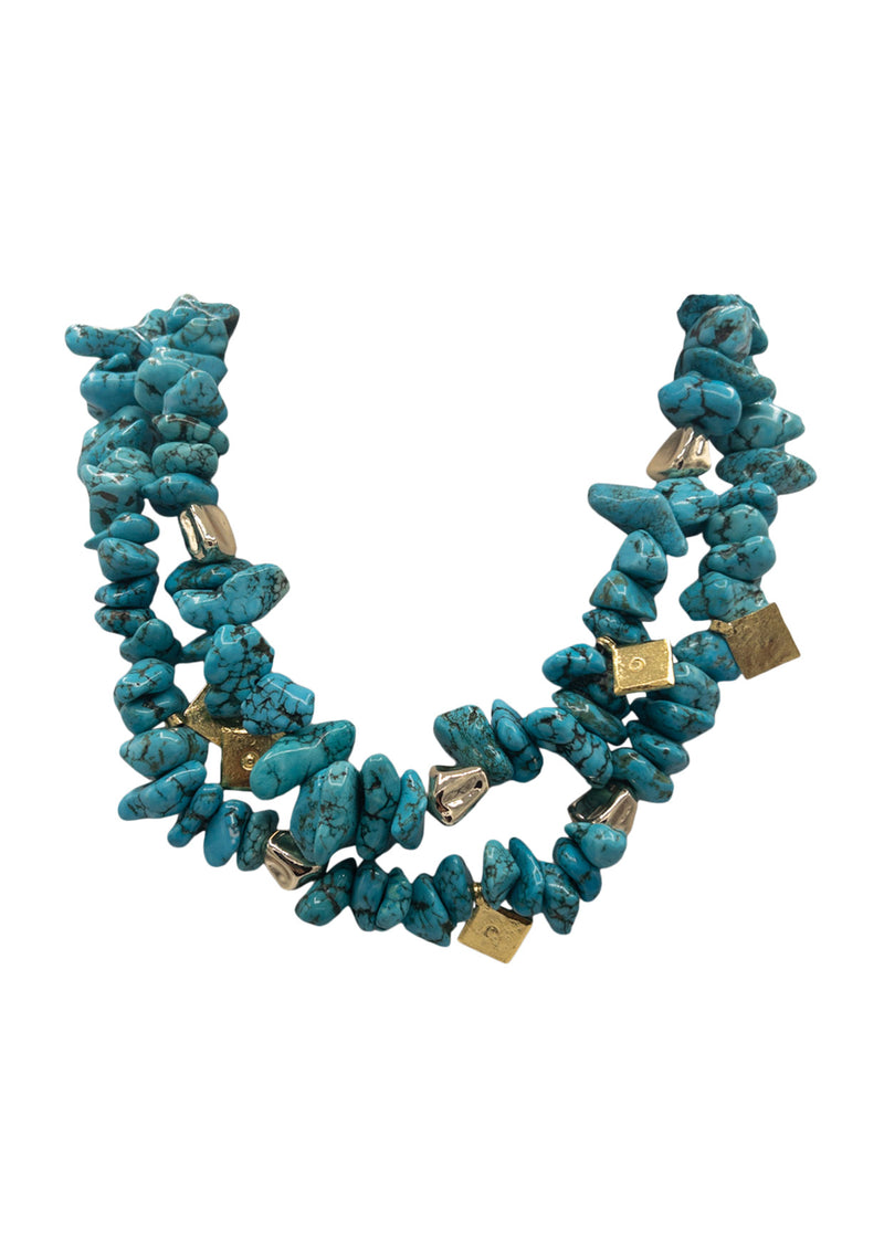 Up and Down Turquoise Gold Accent Necklace