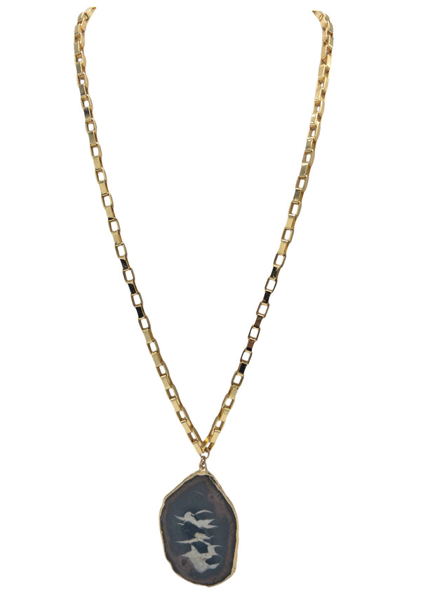 Geode  Slice in Gold Foil Pendant Necklace