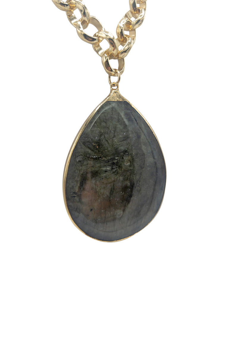 Labradorite in Gold Foil Pendant Necklace