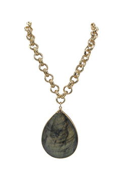 Labradorite in Gold Foil Pendant Necklace