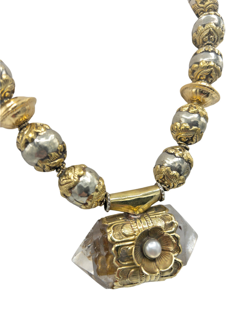 Freshwater Pearl Clear Quartz Pendant Necklace
