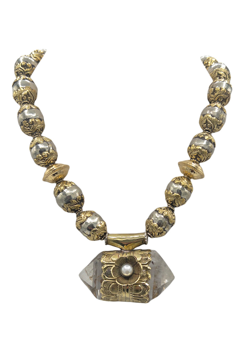 Freshwater Pearl Clear Quartz Pendant Necklace