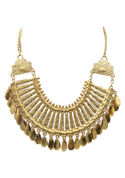 Gold Ethnic Bib Necklace