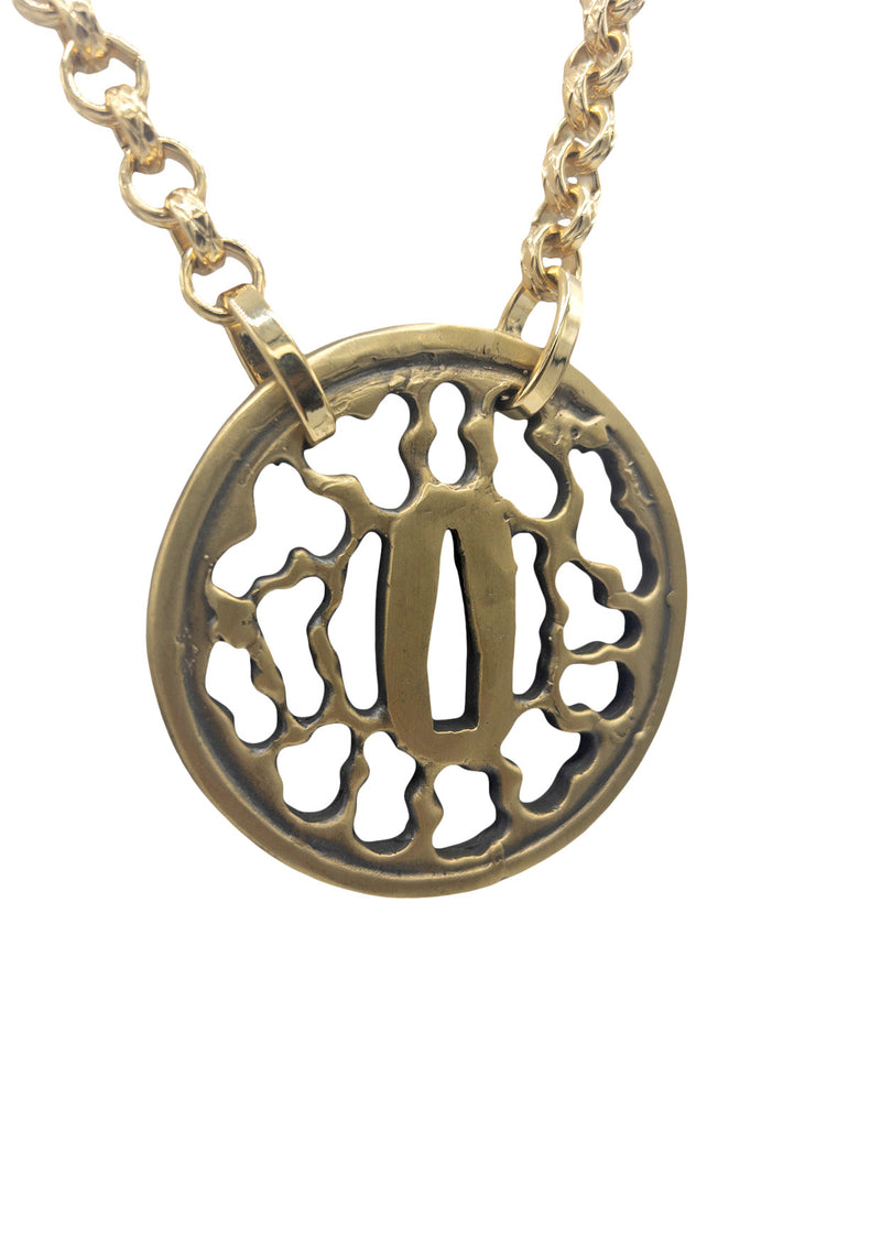 Carved Brass Medallion Necklace