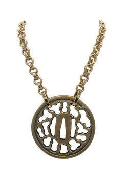 Carved Brass Medallion Necklace
