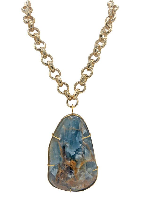 Aqua Marine Raw Pendant Necklace