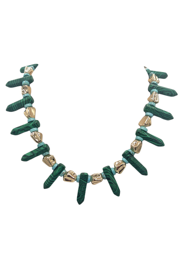 Malachite Spike Gold Accent Necklace