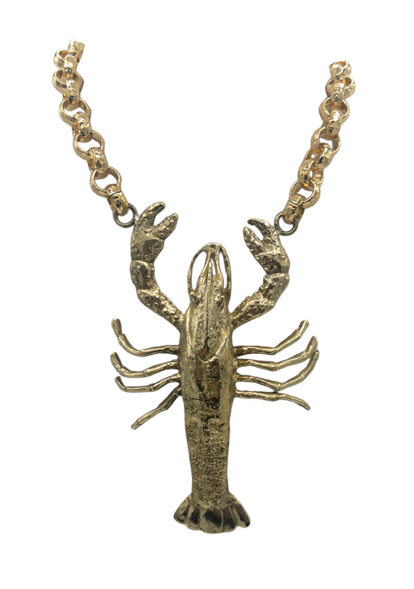 Brass Lobster Pendant Necklace