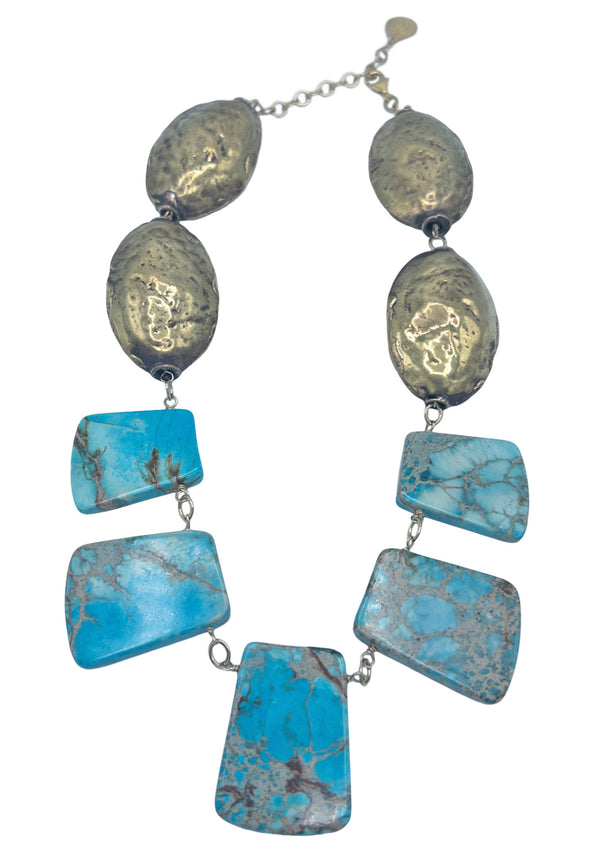 Turquoise Imperial Jasper Brass Necklace