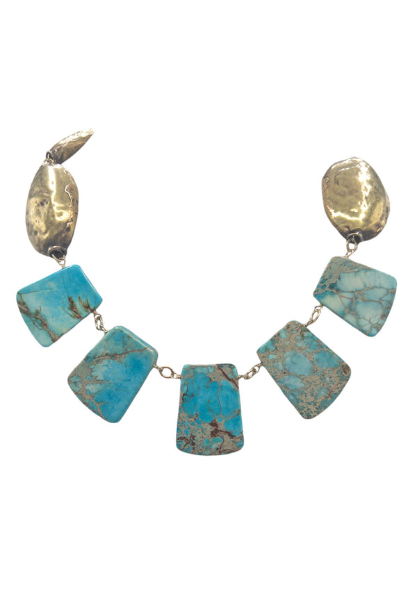 Turquoise Imperial Jasper Brass Necklace