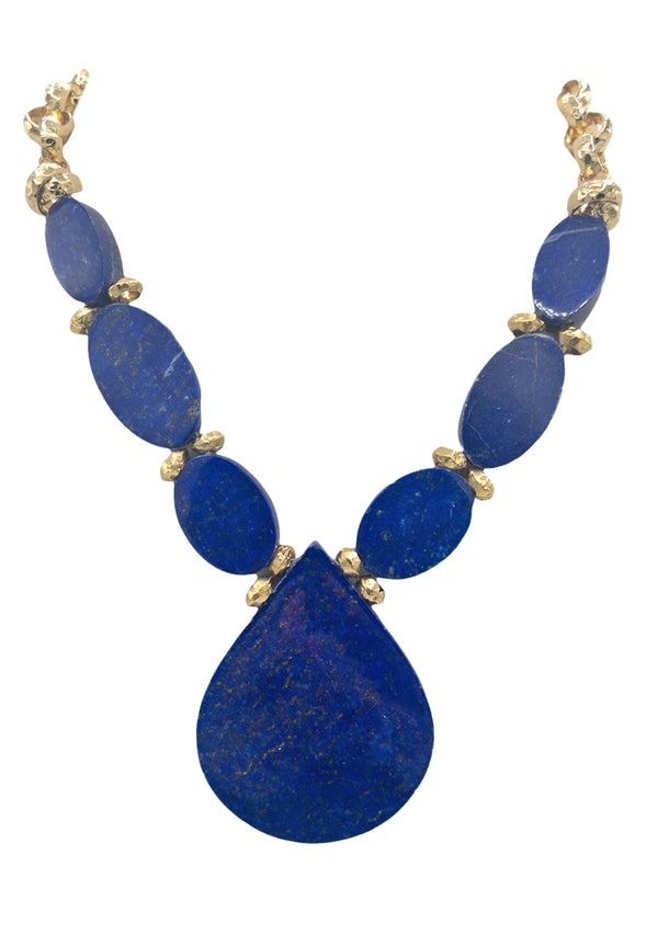 Denim Lapis Pendant Necklace