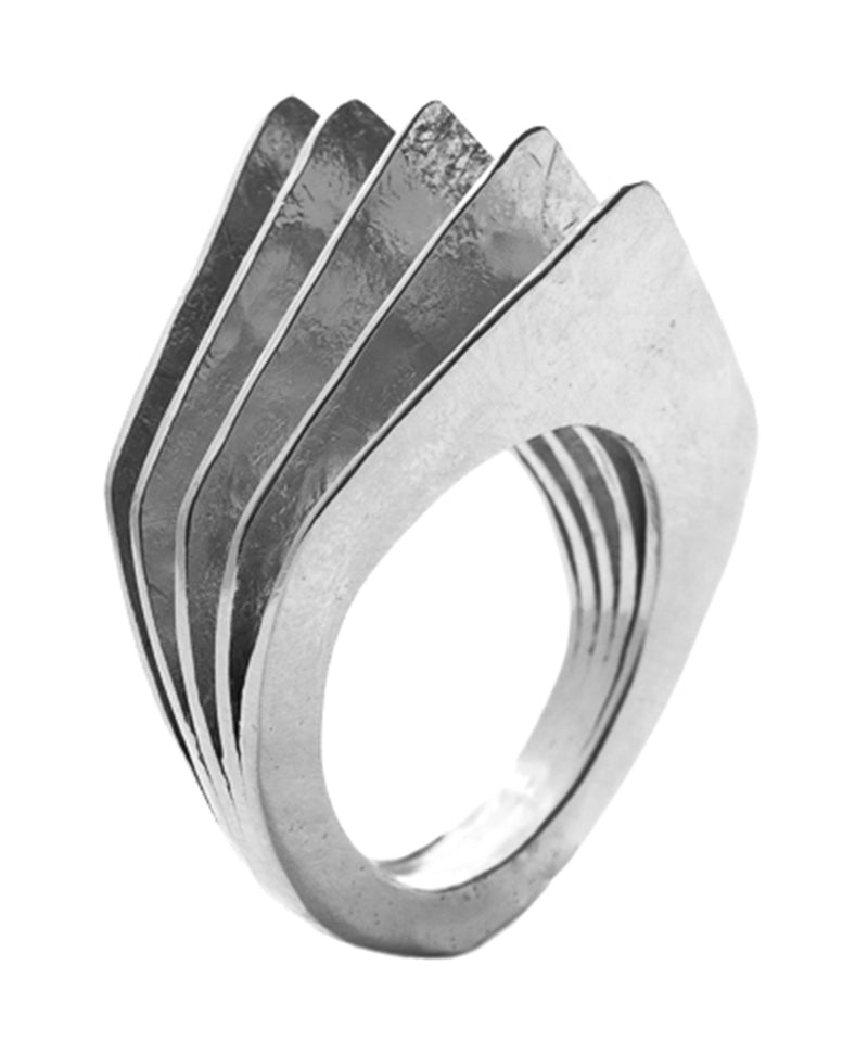 Hammered Open Fan Ring