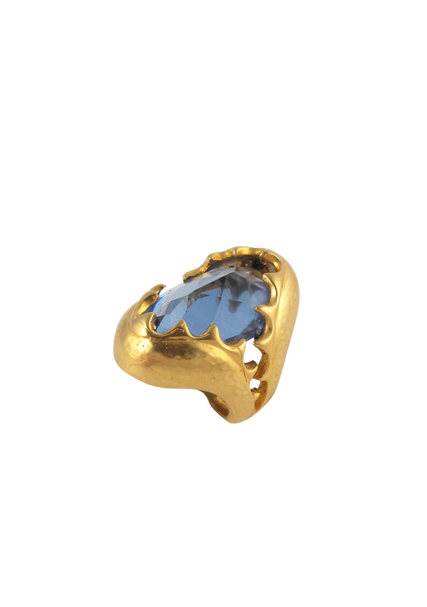 Blue CZ Gold Jaw Cocktail Ring