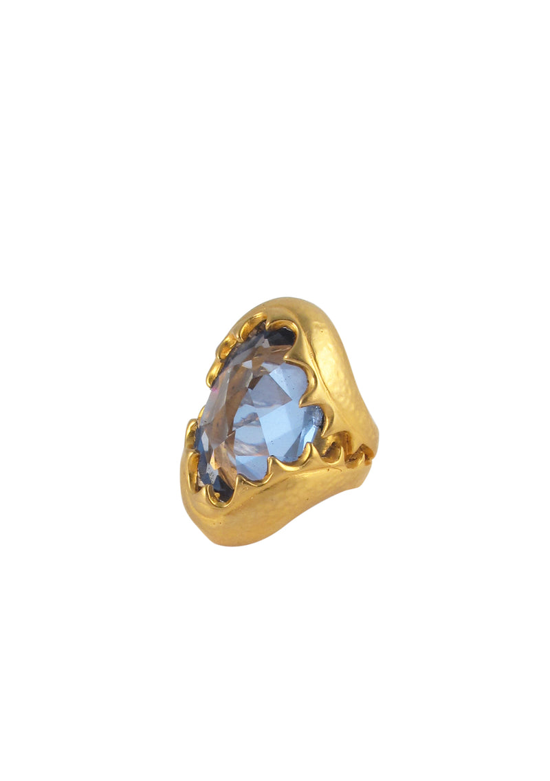 Blue CZ Gold Jaw Cocktail Ring