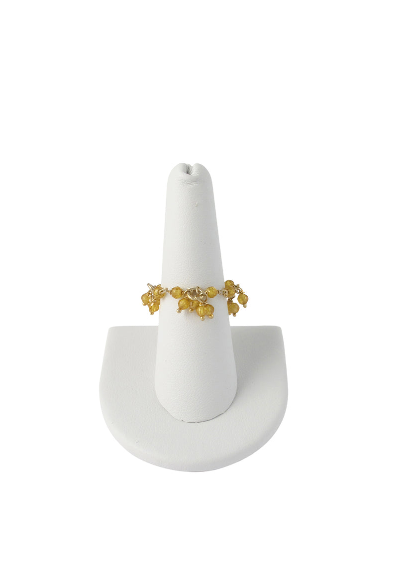 Yellow Quartz Gold Cluster Ring