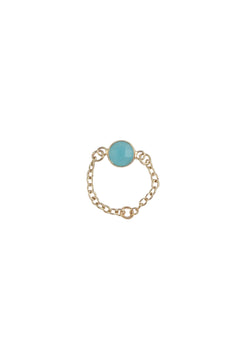 Blue Chalcedony Bezel Gold Ring