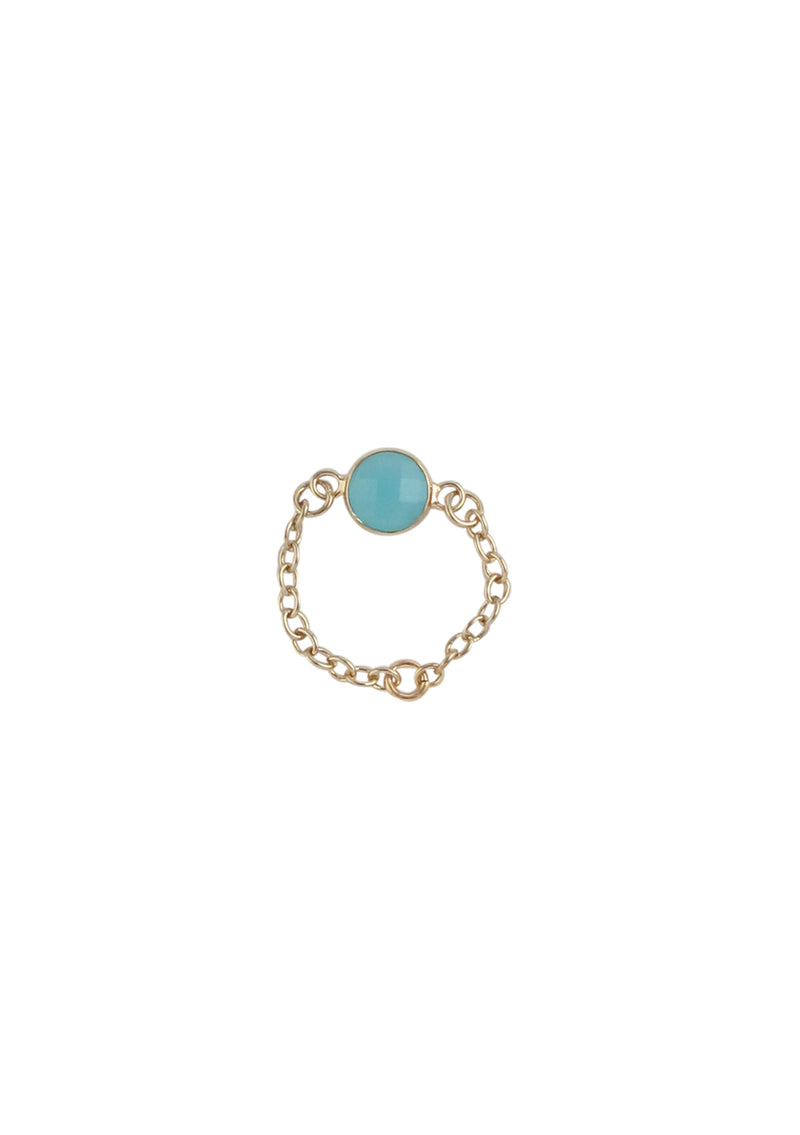 Blue Chalcedony Bezel Gold Ring