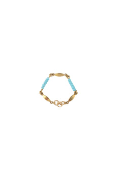 Light Blue Seed Bead Gold Ring