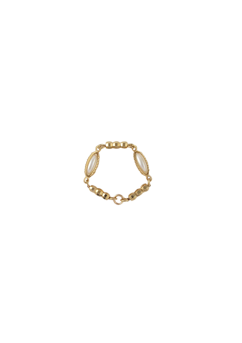 Rice Caged Pearl Gold Ring