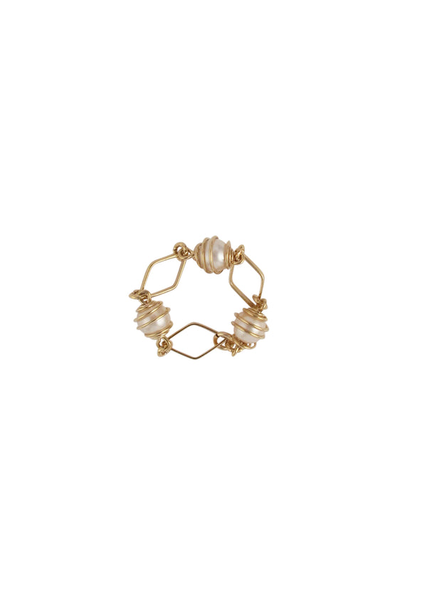 Caged Pearl Gold Ring