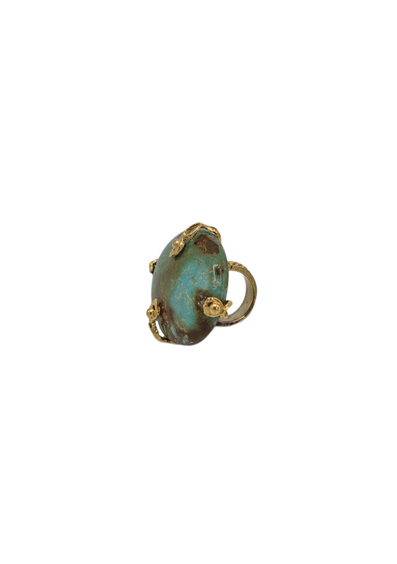 Natural Peruvian Turquoise HANDMADE Gold Setting Ring