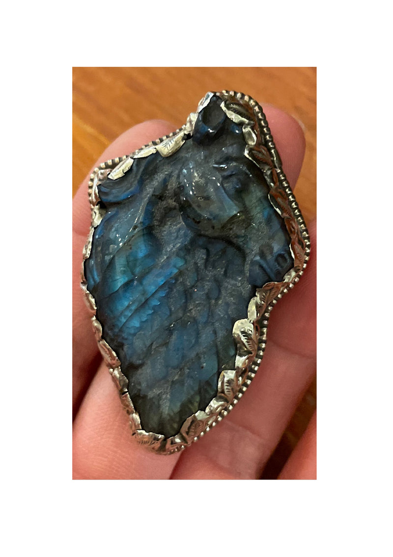 Labradorite Horse Silver Ring