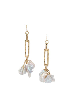Freshwater Pearl Cluster Gold Dangle Earrings